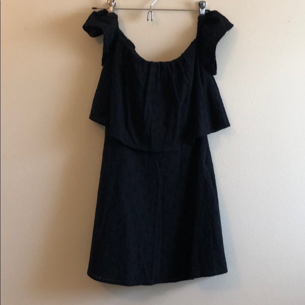 Off the shoulder eyelet mini dress